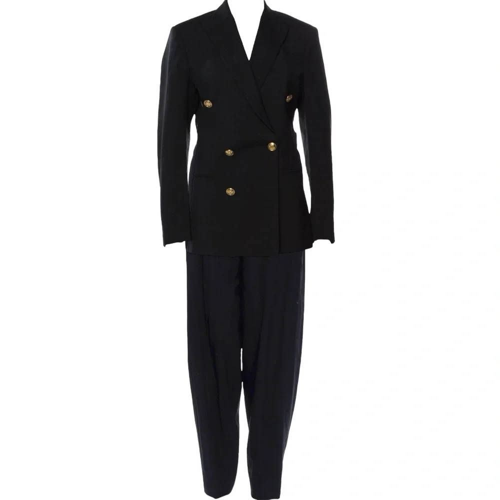 CÉLINE BLACK WOOL & CASHMERE JACKET & PANT SUIT SIZE 38 PHOEBE PHILO - Picture 7 of 16
